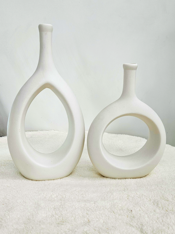 SET FLOREROS DE CERAMICA CON HUECO 2 PZAS - Imagen 2