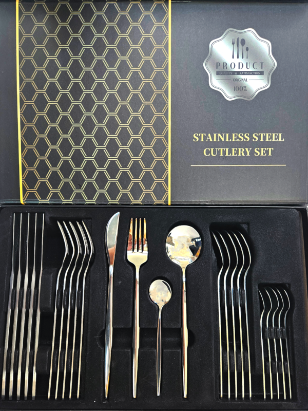 CUBIERTOS REDONDOS SET 24PCS PLATA - Imagen 3