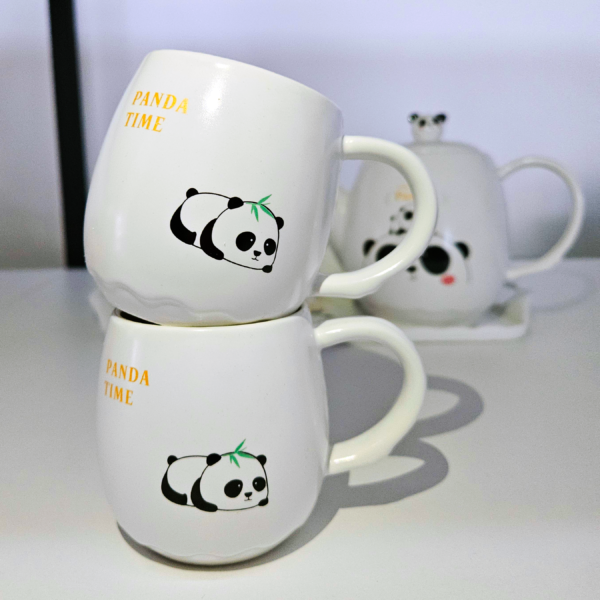 SET ROSA FRESAS Y PANDA 6 TAZAS CON CHAROL Y JARRA - Imagen 7