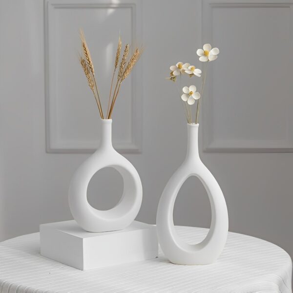 SET FLOREROS DE CERAMICA CON HUECO 2 PZAS