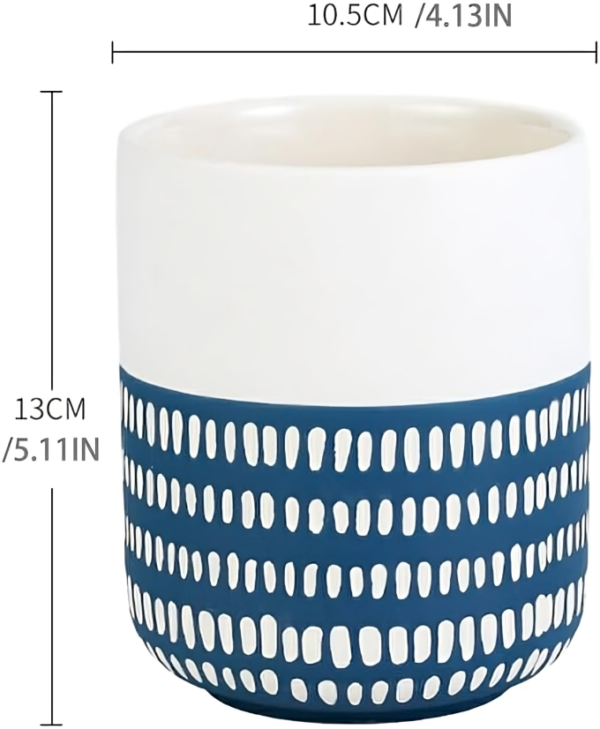 MACETA CERAMICA - AZUL CON BLANCO - Imagen 3