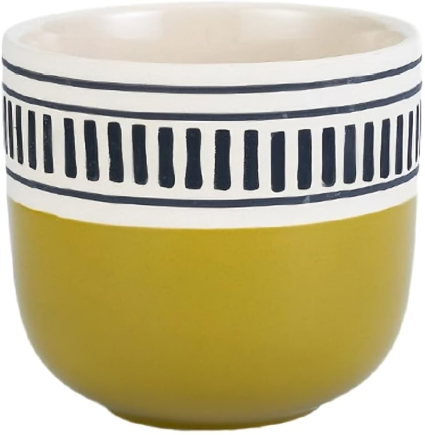 MACETA CERAMICA - VERDE CON BLANCO - Imagen 2