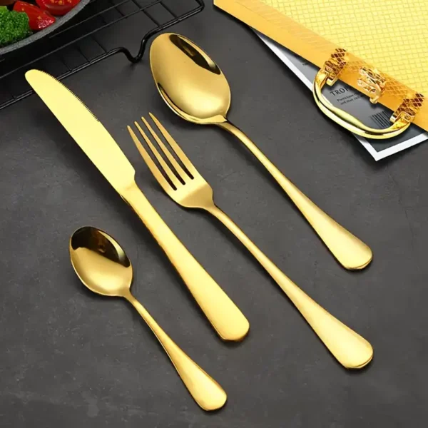 SET DE CUBIERTOS 24 PIEZAS DORADO EN ESTUCHE DORADO - Imagen 3
