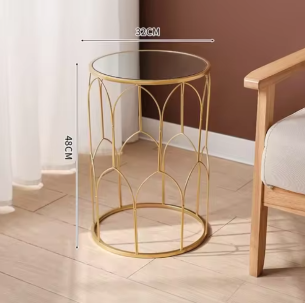 MESA ESQUINERA DORADA DE HIERRO estilo2 - Imagen 2