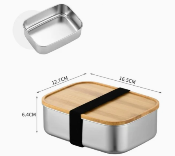 RECIPIENTE METALICO TAPA MADERA x 1000 ML - Imagen 2
