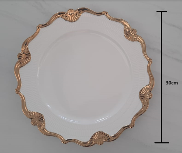 PLATO REDONDO BLANCO DORADO 12 - Imagen 2