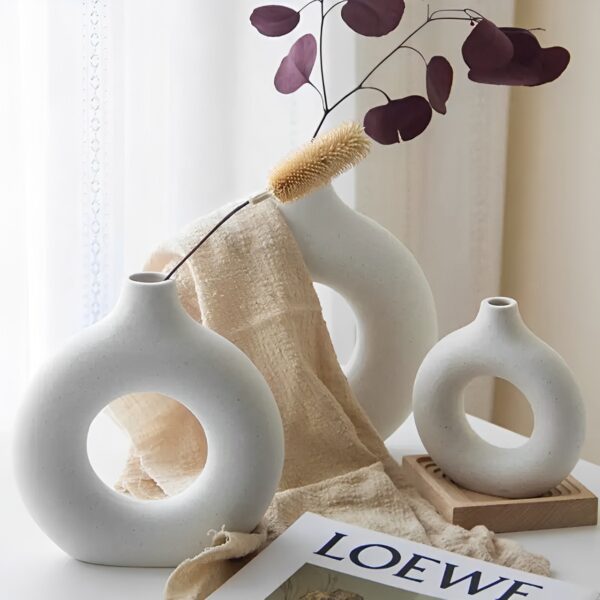 SET FLOREROS DE CERAMICA CON HUECO 3 PZAS