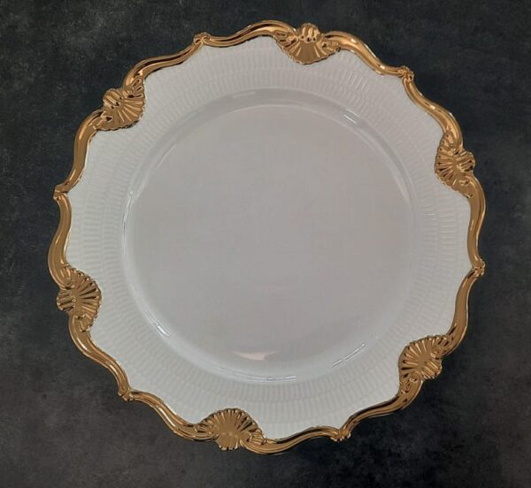PLATO REDONDO BLANCO DORADO 12 - Imagen 4