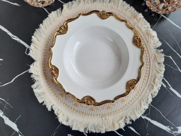 PLATO REDONDO BLANCO DORADO 8 - Imagen 2