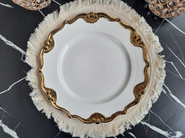 PLATO REDONDO BLANCO DORADO 10