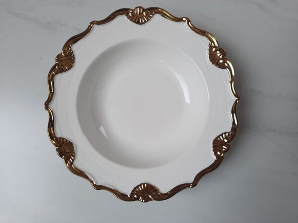 PLATO REDONDO BLANCO DORADO 8 - Imagen 4