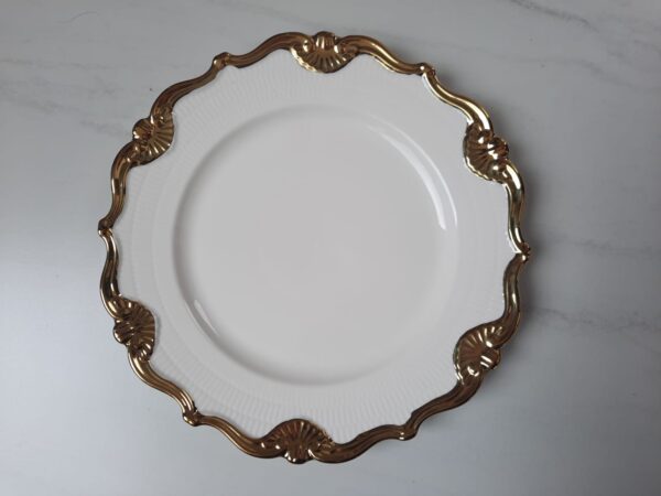PLATO REDONDO BLANCO DORADO 10 - Imagen 4