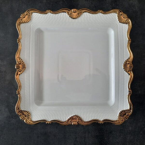 PLATO CUADRADO BLANCO DORADO 10 - Imagen 3