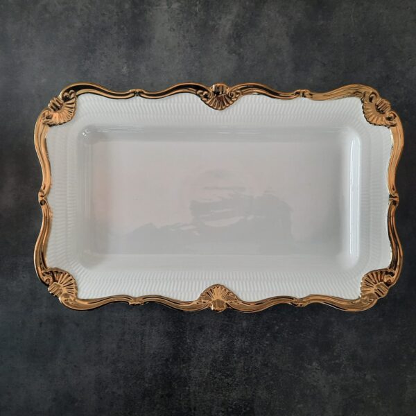 PLATO RETANGULAR BLANCO DORADO 14 - Imagen 3