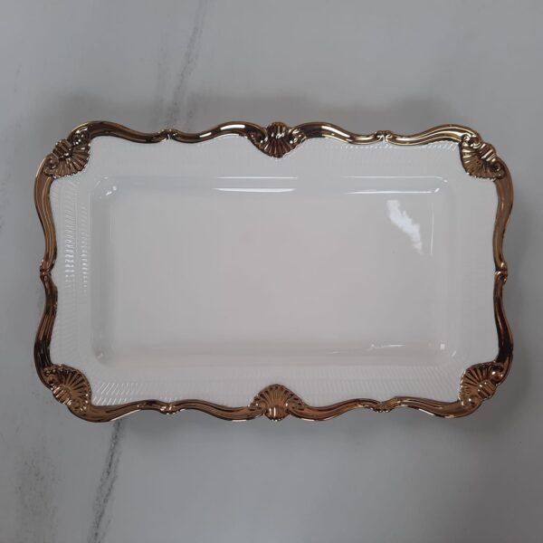 PLATO RETANGULAR BLANCO DORADO 14 - Imagen 4