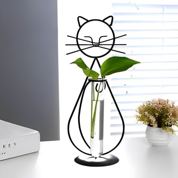 FLORERO DE HIERRO GATO