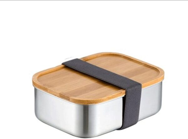 RECIPIENTE METALICO TAPA MADERA x 1500 ML - Imagen 2
