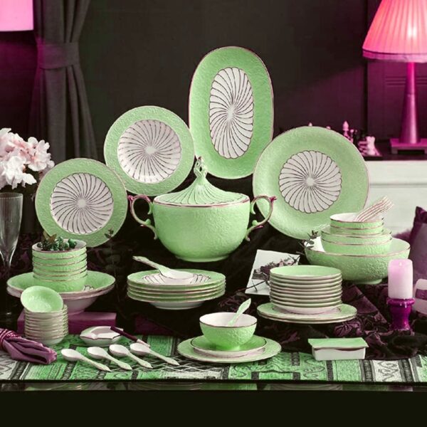 SET PORCELANA FINA VERDE 60PZ